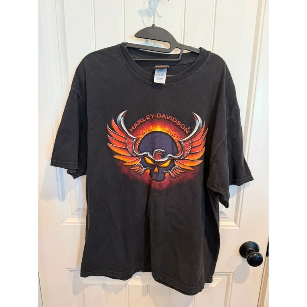Harley Davidson Shibuya Tokyo Japan XL Black Skull Eagle T Shirt 2006 Y2K